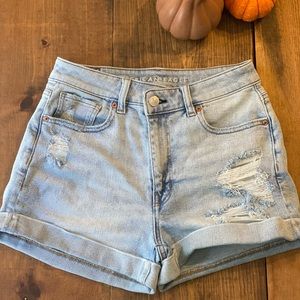 AE Stretch denim mom shorts | ripped light wash